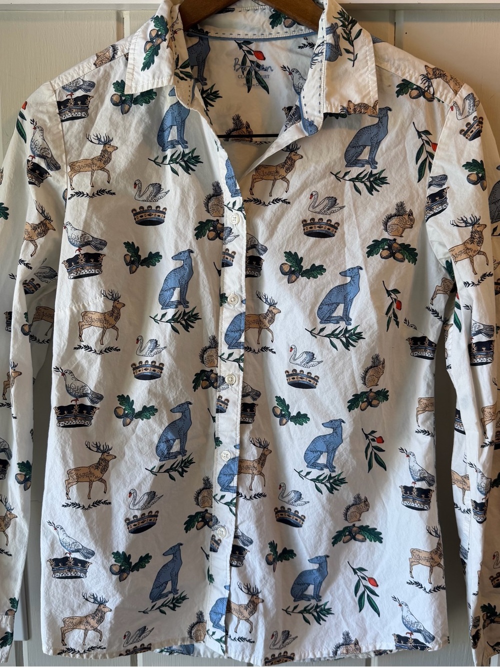 NWOT Boden Cool White Shirt w/ Animal Accents, Size M - Picture 2 of 7